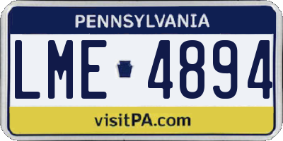 PA license plate LME4894