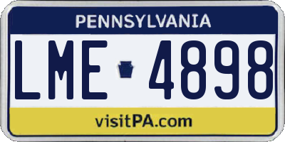 PA license plate LME4898