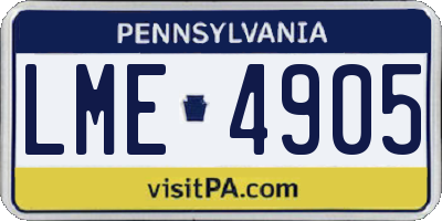 PA license plate LME4905