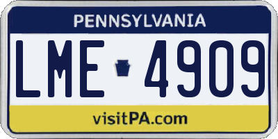 PA license plate LME4909