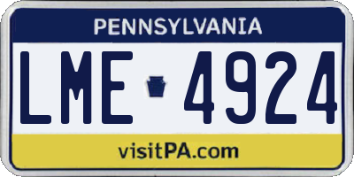 PA license plate LME4924