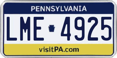 PA license plate LME4925