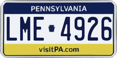 PA license plate LME4926