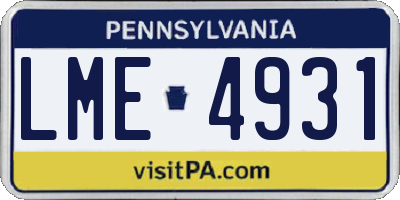 PA license plate LME4931