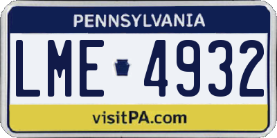 PA license plate LME4932