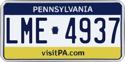 PA license plate LME4937