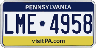 PA license plate LME4958