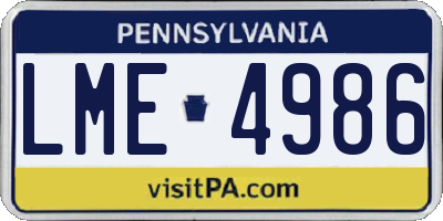 PA license plate LME4986