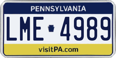 PA license plate LME4989