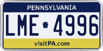 PA license plate LME4996
