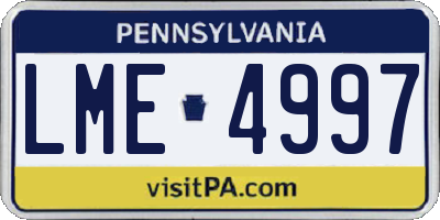 PA license plate LME4997