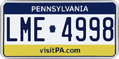 PA license plate LME4998
