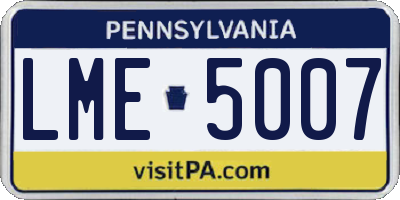 PA license plate LME5007