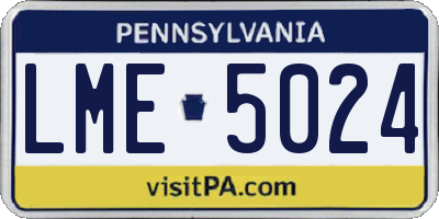 PA license plate LME5024