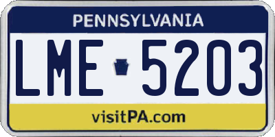 PA license plate LME5203