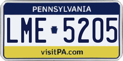 PA license plate LME5205