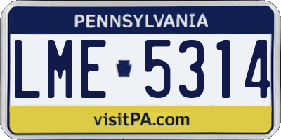 PA license plate LME5314