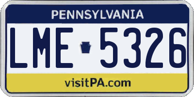PA license plate LME5326