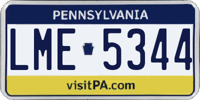 PA license plate LME5344