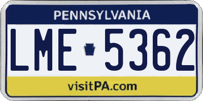 PA license plate LME5362