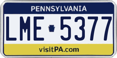 PA license plate LME5377