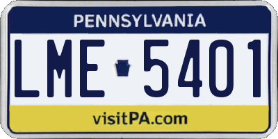 PA license plate LME5401