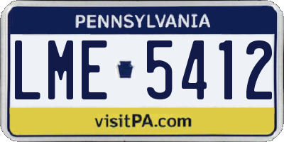 PA license plate LME5412