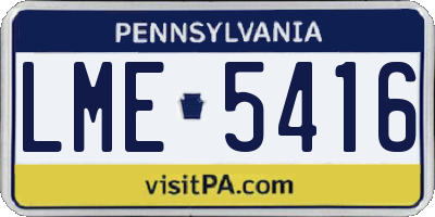 PA license plate LME5416