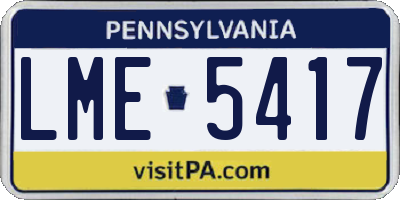 PA license plate LME5417