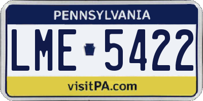 PA license plate LME5422