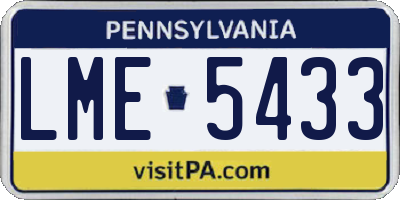 PA license plate LME5433