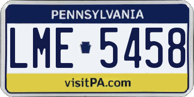 PA license plate LME5458