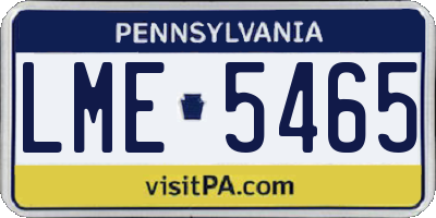 PA license plate LME5465
