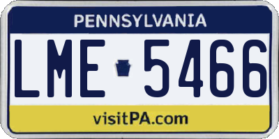 PA license plate LME5466