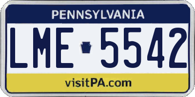 PA license plate LME5542