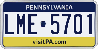 PA license plate LME5701