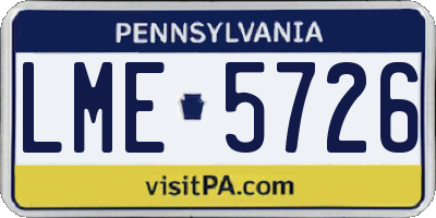 PA license plate LME5726