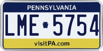 PA license plate LME5754