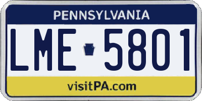 PA license plate LME5801