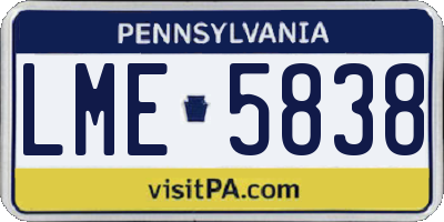 PA license plate LME5838