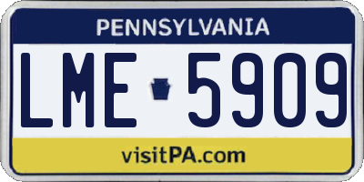 PA license plate LME5909