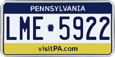 PA license plate LME5922
