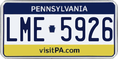 PA license plate LME5926