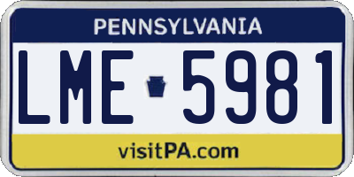 PA license plate LME5981
