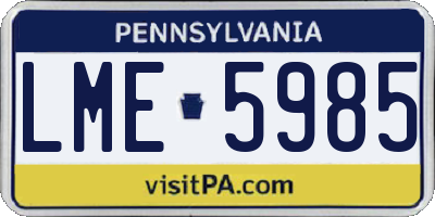 PA license plate LME5985