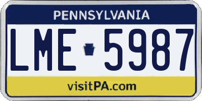 PA license plate LME5987