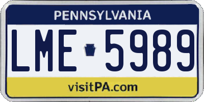 PA license plate LME5989