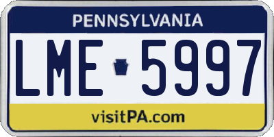 PA license plate LME5997