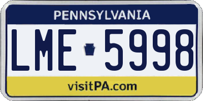 PA license plate LME5998