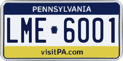 PA license plate LME6001